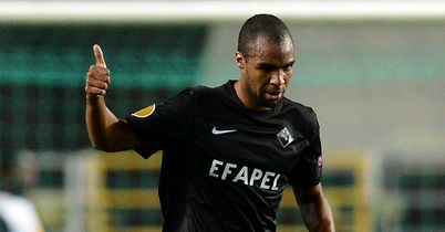 Wilson Eduardo: Celebrates one of his goals for Academica